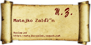 Matejko Zalán névjegykártya
