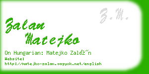 zalan matejko business card